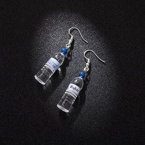 Gepersonaliseerde mineraal water flessen Earring schattig eenvoudige en elegante Earring (blauw)