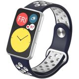 Voor Huawei Watch Fit Silicone Tweekleurige reverse buckle vervanging riem horlogeband (blauw wit)