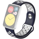Voor Huawei Watch Fit Silicone Tweekleurige reverse buckle vervanging riem horlogeband (blauw wit)