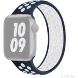 Elastische siliconen horlogeband voor Apple Watch Series 6 & SE & 5 & 4 44mm / 3 & 2 & 1 42mm  Lengte: 170mm (Blauw Wit)