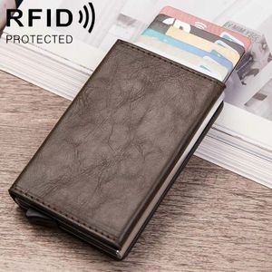 Magnetische RFID tas multifunctionele aluminium automatische pop-up Credit Card pakket (koffie)