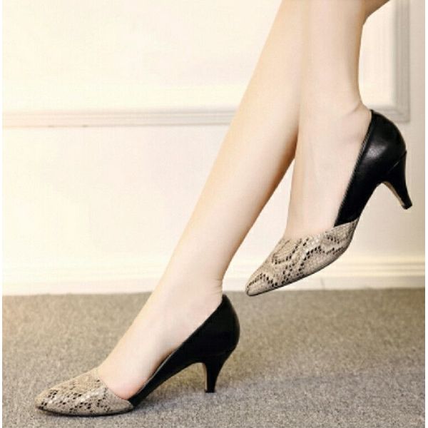 Maat US 7 Vintage zwart leer lage hakken schoenen dames UK 4,5 Schoenen damesschoenen Pumps EU 37,5 