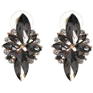 Vijf-blad Petal Crystal Oorbellen roze diamant oorbellen eenvoudige Jewelry(black)