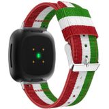 Voor Fitbit Versa 4 / Sense 2 Universele streep nylon horlogeband (rood wit groen)