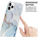 Vier hoeken Anti-Shattering Flow Gold Marble IMD Phone Back Cover Case Voor iPhone 12 mini (Pulper Blue LD3)