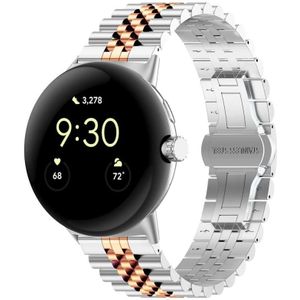 Voor Google Pixel Watch 2 / Pixel Watch Seven Beads roestvrijstalen metalen horlogeband (zilver ros goud)