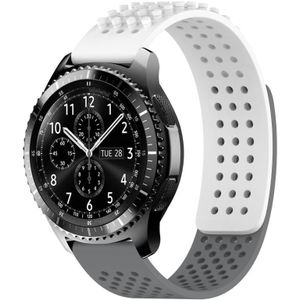 Voor Samsung Gear S3 Frontier 22 mm gaten ademende 3D-stippen siliconen horlogeband (wit + grijs)