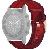 22mm Stripe Weave Nylon Polsband Horlogeband voor Fossil Hybrid Smartwatch HR  Male Gen 4 Explorist HR & Sport (Rood)
