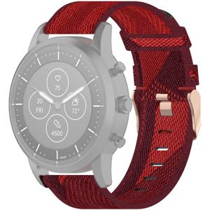 22mm Stripe Weave Nylon Polsband Horlogeband voor Fossil Hybrid Smartwatch HR  Male Gen 4 Explorist HR & Sport (Rood)