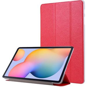 Voor Samsung Galaxy Tab S7+ / T970 Silk Texture Drievoudig horizontaal flip lederen kast met houder & pensleuf(rood)