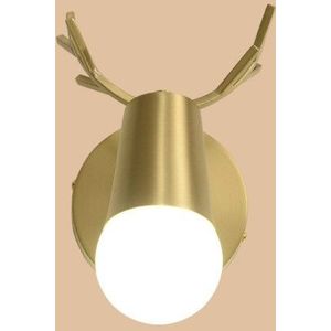 enkele hoofd muur licht koper gewei muur lamp spiegel koplamp woonkamer trap licht creatieve slaapkamer bed lamp (warm licht 5W)