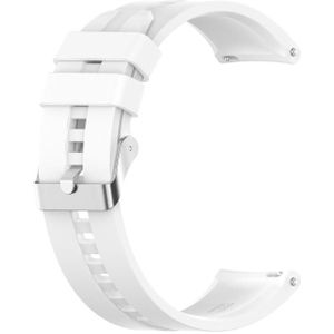 Voor TicWatch Pro 3 Siliconen vervangende band Horlogeband met zilveren stalen gesp (wit)