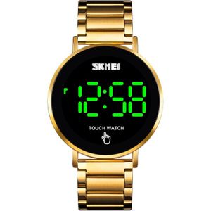 SKMEI 1550 Eenvoudige en stijlvolle LED Touch Screen Mannen horloge waterdicht roestvrij staal met elektronisch horloge (Goud)