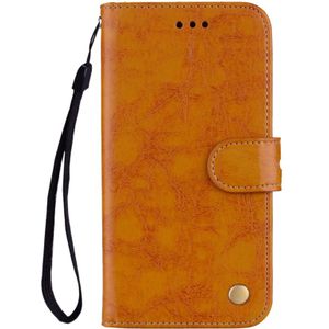 Voor Xiaomi Mi A1 & 5x Business Style Oil Wax Texture Horizontal Flip Leather Case with Holder & Card Slots > Wallet > Lanyard (Geel)