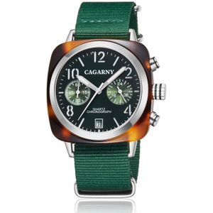 CAGARNY 6883 Fashion waterdichte polychromatische metalen shell quartz horloge met canvas armband