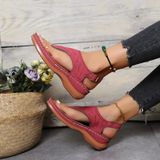 PU lederen flip flop sandalen Romeinse stijl verstelbare riem sandalen  maat: 35 (Claret)