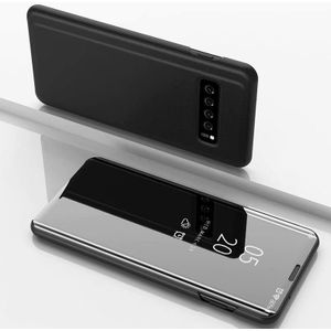 Galvaniseren spiegel horizontale Flip lederen case voor Galaxy S10 5G  met houder (zwart)