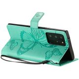 Voor Samsung Galaxy Note20 Ultra 3D Butterflies Embossing Pattern Horizontale Flip Lederen Case met Holder & Card Slot & Wallet(Groen)