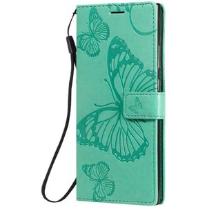 Voor Samsung Galaxy Note20 Ultra 3D Butterflies Embossing Pattern Horizontale Flip Lederen Case met Holder & Card Slot & Wallet(Groen)