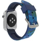 Voor Apple Watch serie 3 & 2 & 1 42mm Fashion Camouflage patroon siliconen horloge Strap(Blue)