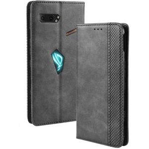 Magnetische gesp retro Crazy Horse textuur horizontale Flip lederen case voor ASUS ROG Phone II ZS660KL  met houder & kaartsleuven & fotolijstjes (zwart)