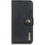 Voor HTC Desire 21 Pro 5G KHAZNEH Cowhide Textuur Horizontale Flip Lederen Case met Houder & Kaart Slots & Portemonnee (Zwart)