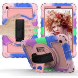 Voor Samsung Galaxy Tab A 10.1 2019 (T510 / T515) 360 Graden Rotatie PC + Siliconen Schokbestendige Combinatiecase met Holder & Hand Grip Strap & Neck Strap (Kleurrijk+Rose Gold)