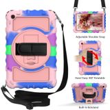 Voor Samsung Galaxy Tab A 10.1 2019 (T510 / T515) 360 Graden Rotatie PC + Siliconen Schokbestendige Combinatiecase met Holder & Hand Grip Strap & Neck Strap (Kleurrijk+Rose Gold)