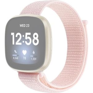 Voor Fitbit Versa 3 nylon loop vervangende band watchband (Pearl Pink)