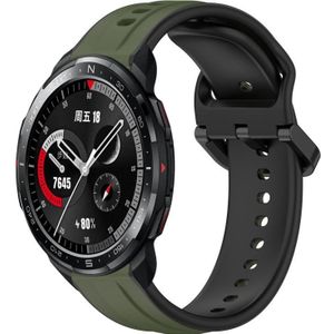 For Honor Watch GS Pro 22 mm bolle lus tweekleurige siliconen horlogeband (donkergroen + zwart)