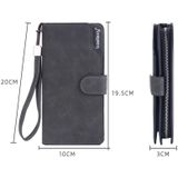 Baellerry Matte Leather Multi-card Slot Heren Clutch Bag Zip Buckle Vintage Wallet(Black)