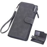 Baellerry Matte Leather Multi-card Slot Heren Clutch Bag Zip Buckle Vintage Wallet(Black)