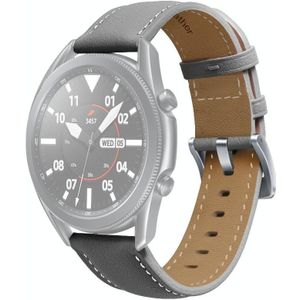 Voor Samsung Galaxy Watch3 45mm Genuine Leather Silver Buckle Replacement Strap Watchband (Grijs)