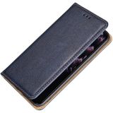 Voor iPhone X / XS PU + TPU Gloss Oil Solid Color Magnetische Horizontale Flip Lederen Case met Houder & Kaart Slot & Portemonnee (Blauw)
