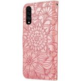 Voor Samsung Galaxy A70S Skin Feel Relossed Sunflower Horizontale Flip Leren Case met Houder & Card Slots & Wallet & Lanyard (Rose Gold)