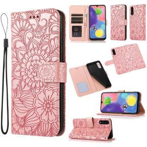 Voor Samsung Galaxy A70S Skin Feel Relossed Sunflower Horizontale Flip Leren Case met Houder & Card Slots & Wallet & Lanyard (Rose Gold)