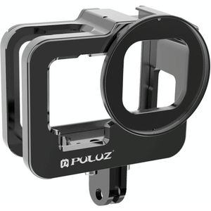PULUZ voor GoPro HERO9 Black Thicken Housing Shell CNC Aluminium Alloy Protective Cage met Insurance Frame & 52mm UV Lens(Zwart)