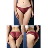 2 stks sexy kanten naadloze ondergoed dames ultradunne lage taille perspectief driehoeksbroek  maat: M (Claret)