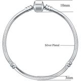 17-21cm zilveren slang keten link armband fit Europese charme Pandora armband  lengte: 21cm (verzilverd)