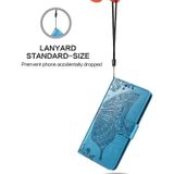 Butterfly Love bloemen relif horizontale Flip lederen case voor iPhone XR  met houder & kaartsleuven & portemonnee & Lanyard (blauw)