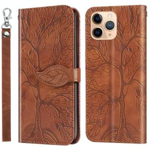 Life of Tree Embossing Pattern Horizontale Flip Leather Case met Holder & Card Slot & Wallet & Photo Frame & Lanyard Voor iPhone 11 Pro(Bruin)