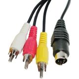 4 Pin S-Video naar 3 RCA AV TV mannetje Kabel Converter Adapter  Lengte: 1.5 Meter (zwart)