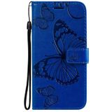 Voor Xiaomi MI 11 Lite Printed Printing Butterfly Patroon Horizontale Flip PU Lederen Case met Houder & Card Slots & Wallet & Lanyard (Blauw)