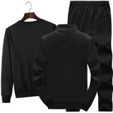 3 in 1 Herfst Dun Fluweel Ronde Hals Dieptepunt Shirt + Opstaande Kraag Vest Jas + Broek Casual Sport Pak voor Mannen (Kleur: Donkerblauw Maat: XXXXL)