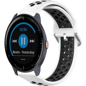 Voor Garmin Vivoactive3 Music 20 mm geperforeerde ademende sport siliconen horlogeband (wit + zwart)