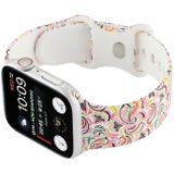 8-gesp gedrukte vervangende riem watchband voor Apple Watch Series 7 45mm / 6 & se & 5 & 4 44mm / 3  2 & 1 42mm (roze)