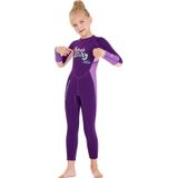 DIVE&SAIL Kinderen Warm badpak Een stuk Wetsuit Long Sleeve Cold-proof SnorkelsSurfing Suit  Maat: XL(Paars)