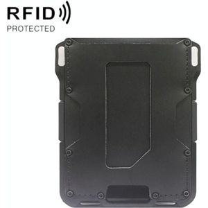 RFID Metal Anti-Theft Credit Card Holder(Black Metal + Black Skin)