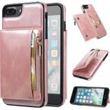 Zipper Wallet Bag PU Back Cover Shockrpoof Phone Case with Holder & Card Slots & Wallet For iPhone  7 Plus / 8 Plus(Pink)