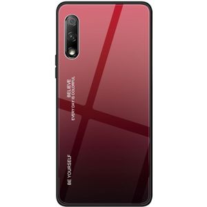 Voor Huawei Honor 9x Gradient Color Glass Case(Rood)
